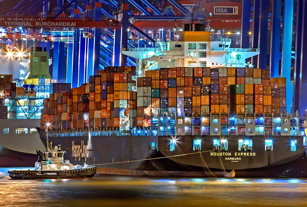 Container Ship In The Night